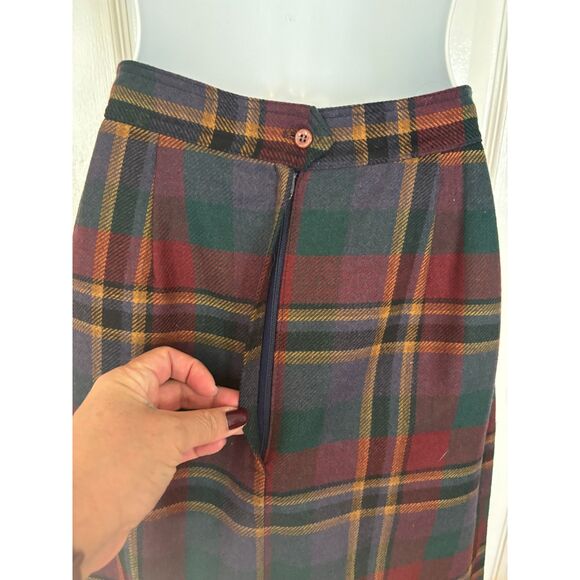 Summit Sportswear Plaid A Line Midi Pleated Skirt Waist 25" - Picture 10 of 12